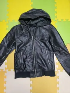 レザージャケット フード付き