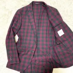 マッキントッシュ セットアップ メンズスーツ グレンチェック レッド 赤 M相当