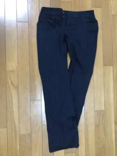 ロートレアモン ウール・カシミヤ使用 ストレッチ ストライプ柄 セミフレアパンツ