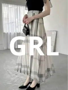 新品未使用❣️GRL チェック柄チュールフレアスカート[lb01] アイボリー