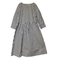 テチチ ギンガムチェック ワンピース Mサイズ ネイビー×ホワイト 美品のサムネイル