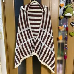 アシンメトリー　変形　ボーダーカーディガン　チロリアン　フリンジ　フード