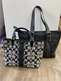 ［断捨離］COACH シグネイチャートートバッグ ベージュ/ブラック2点おまとめ