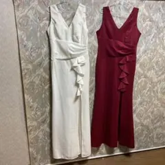 フリル付きロングドレスセット★パーティー/キャバ/ナイトドレス