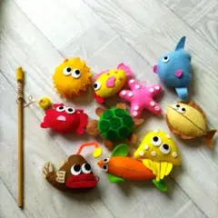 フェルト製魚と亀の釣りおもちゃセット