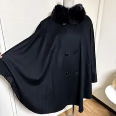 カシミヤ　フォックス　ポンチョ　マント　ケープ　FUJII KEORI 藤井毛織