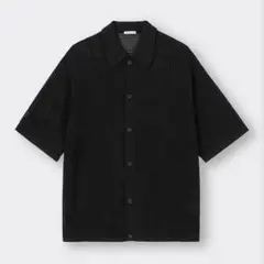 GUブラック 透かし編み 半袖シャツ ブラックのサムネイル