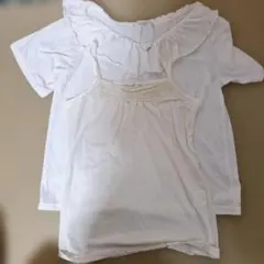 NICE CLAUP フリルホワイトTシャツとキャミソールセット