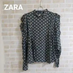 ZARA 花柄 パフスリーブ ブラウス