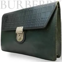 良品　バーバリー　ロンドン　クラッチバッグ　セカンドバッグ　ハンドバッグ　緑