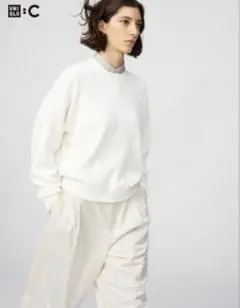 UNIQLO:C スムースコットンクルーネックセーター オフホワイト M