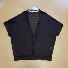 未使用　ikka ブラウン　半袖　カーディガン L