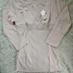 レース付きピンク長袖インナー ソフトカップ付 LL 日本製