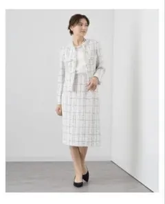 【未使用/ANAYI】ミックスツイードバックフレアスカート38