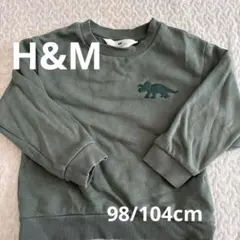 ⭐️美品⭐️H&M トリケラトプス　恐竜　裏起毛トレーナー　グリーン98-104cm