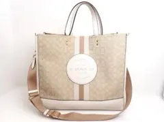 美品 COACH(コーチ) デンプシー トートジャカード ウィズ ストライプ