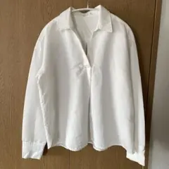 OPAQUE.CLIP ホワイト オープンカラー 長袖シャツ