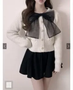 チュールリボンラメニットトップス GRL