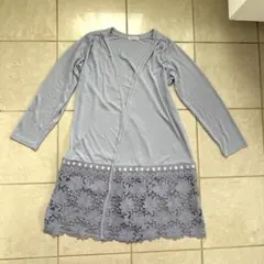 axes femme レース付き長袖ロングカーディガン