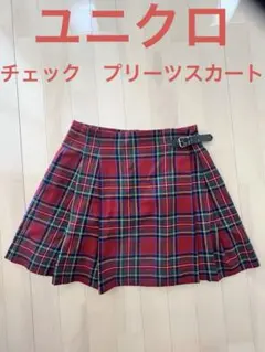 ユニクロ　チェック プリーツスカート Ｌのサムネイル