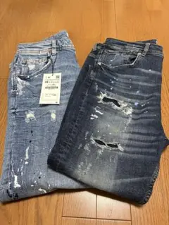 ⭐︎新品&未使用品セット売り⭐︎ZARAダメージ加工スキニージーンズ サイズEU44