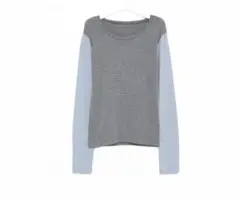 nugu hakuダブルストライプミニスターロングスリーブTシャツ グレー