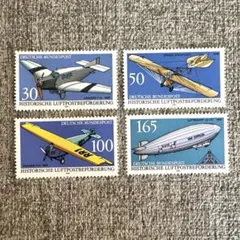 2120 【消印有：海外切手(ドイツ)】 1991年 航空 飛行機 飛行船4種完