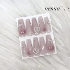 No.39 ネイルチップ ピンク チェリー 量産型 フレンチガーリー ワンホン