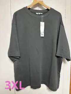 新品　ユニクロ エアリズムコットンオーバーサイズTシャツ5分袖 3XL グレー