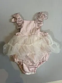 フリル付きピンクオーバーオール 70