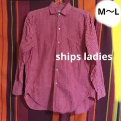 ships ladies 長袖シャツ ギンガムチェック 赤　メンズ　レディース