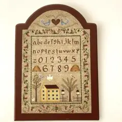 トールペイントのサンプラーボード　アンティーク風　42×30cm 木製壁掛け
