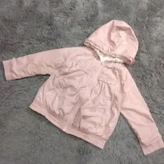 b748 anyfam【120】リバーシブル ピンク花柄 フード付きジャケット