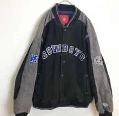 NFL ダラス・カウボーイ　スタジャン　ワッペンロゴ　ブラック×グレー　レザーのサムネイル