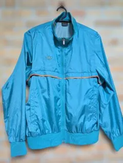 adidas 古着青 ジップアップ ウィンドブレーカー
