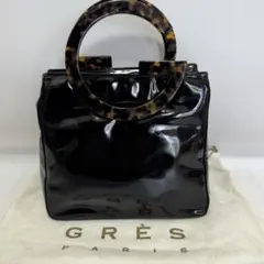 【⭐️美品】 GRES PARIS グレ ハンドバッグ ブラック レザー Gロゴのサムネイル