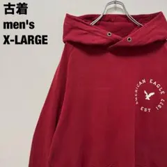 古着 American Eagle パーカー プルオーバー ビッグサイズ 赤XL