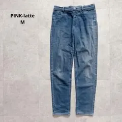 ピンクラテ　ストレートデニムパンツ　ジーンズ　ウエストゴム　ロゴ　【M 165】のサムネイル