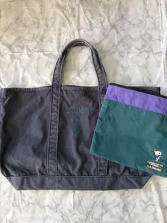 【希少】PEANUTS L.L.Beanグローサリートート(ポーチ付) ネイビー