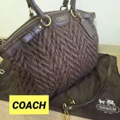 コーチ COACH レザー×ギャザー 2WAYショルダー付きトートバッグ 차