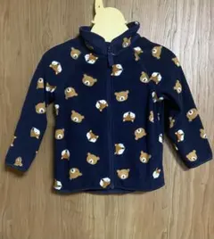 【匿名送料無料❗️】H&M キツネ柄 くま柄 長袖フリース 羽織り アウター 紺色