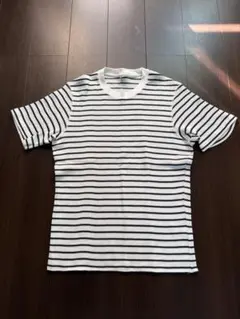 未使用品 UNIQLO ワッフルクルーネック半袖Tシャツ ホワイトストライプ L