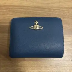 Vivienne Westwood 접는 지갑 가마구치 네이비 블루 가죽