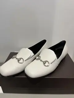 GUCCI ビットローファー 白 レザー 37 箱袋付 レディース
