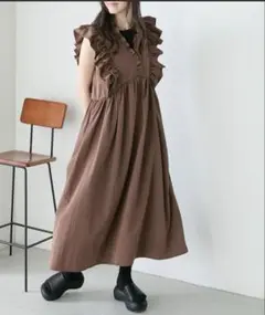 【forksy.】ナイロンタフタギャザーフリルワンピース　新品未使用