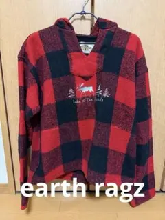 earth ragz パーカー フリース 古着 ビンテージ チェック 赤