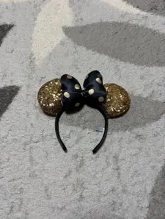 ミッキー　ミニー　耳カチューシャ ゴールドスパンコール