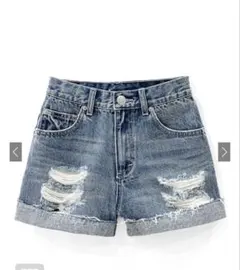 ダメージロールアップデニムショートパンツ［cu349］GRL