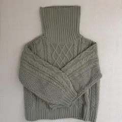 INGNI タートルネック ケーブル編み ニットセーター グリーン