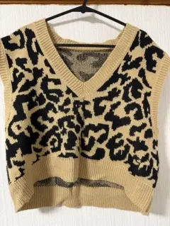 ヒョウ柄 ニットベスト Lサイズ SHEIN